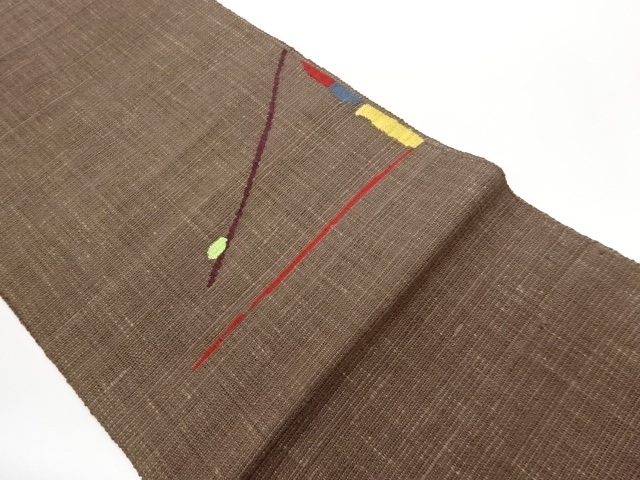 JAPANESE NAGOYA OBI FOR SUMMER / TSUMUGI / WOVEN ABSTRACT